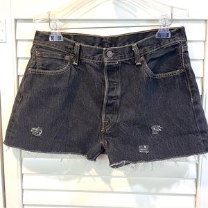 Levi’s 501 Black Distressed Cut Off Shorts Size 33